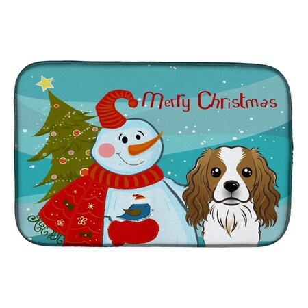 Carolines Treasures Snowman With Cavalier Spaniel Dish Drying Mat BB1844DDM